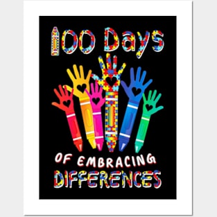 Autism Awareness Embrace Differences 100 Days Of School Posters and Art